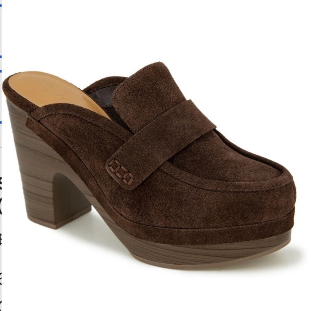 NEW Splendid x Anthropologie VINA Platform Suede heel clog  brown women size 8.5